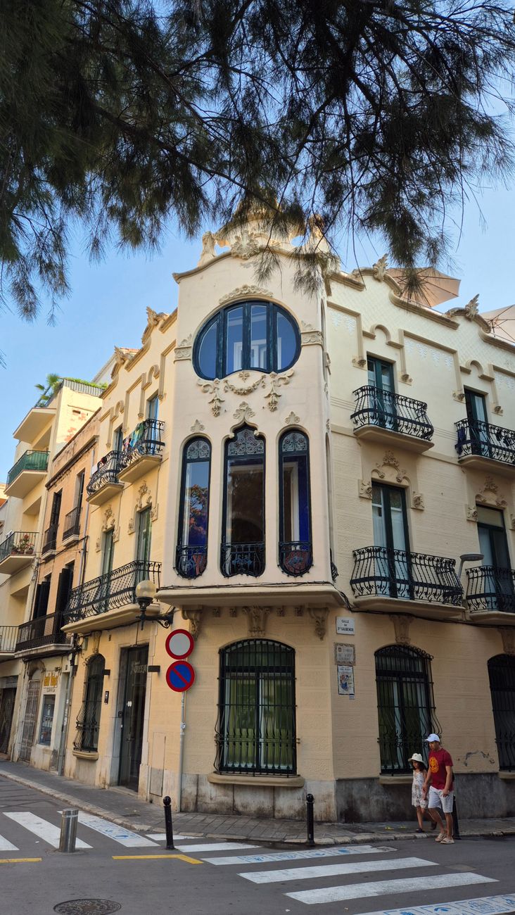 historic art nouveau building in european city